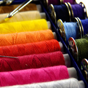 Rolls of cotton in a haberdashery shop